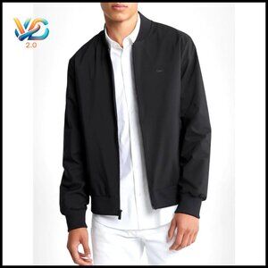 Men's Matte Logo Zip Bomber Jacket Water-Resistant Polyester Medium